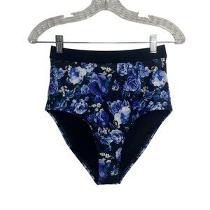 Halcurl High Waisted Bikini Bottoms Medium Purple Black Floral New Swimwear